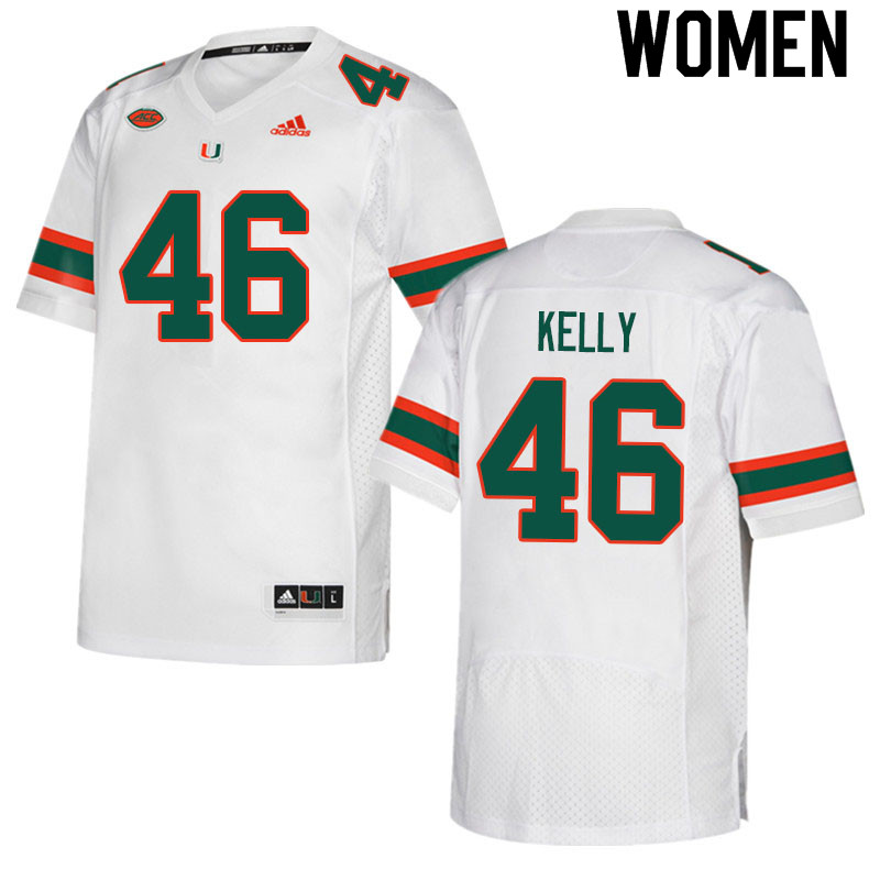 Women #46 Nick Kelly Miami Hurricanes College Football Jerseys Sale-White - Click Image to Close